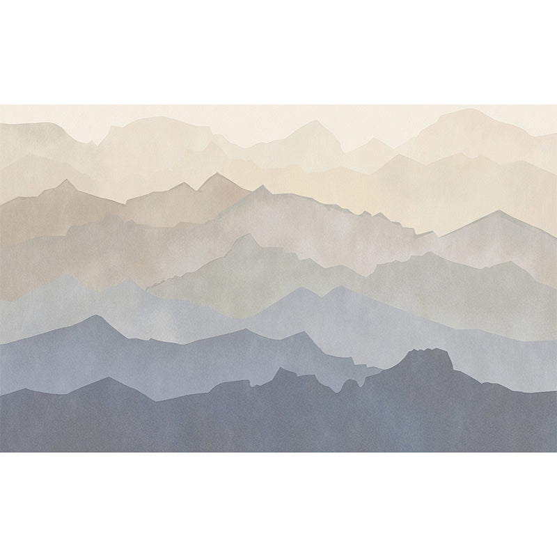 Brehn | Extra Große Berg Wandkunst in Blau und Braun Non-Woven Stoff Wandnebel Tapete für Zuhause, Angepasst Gedruckt