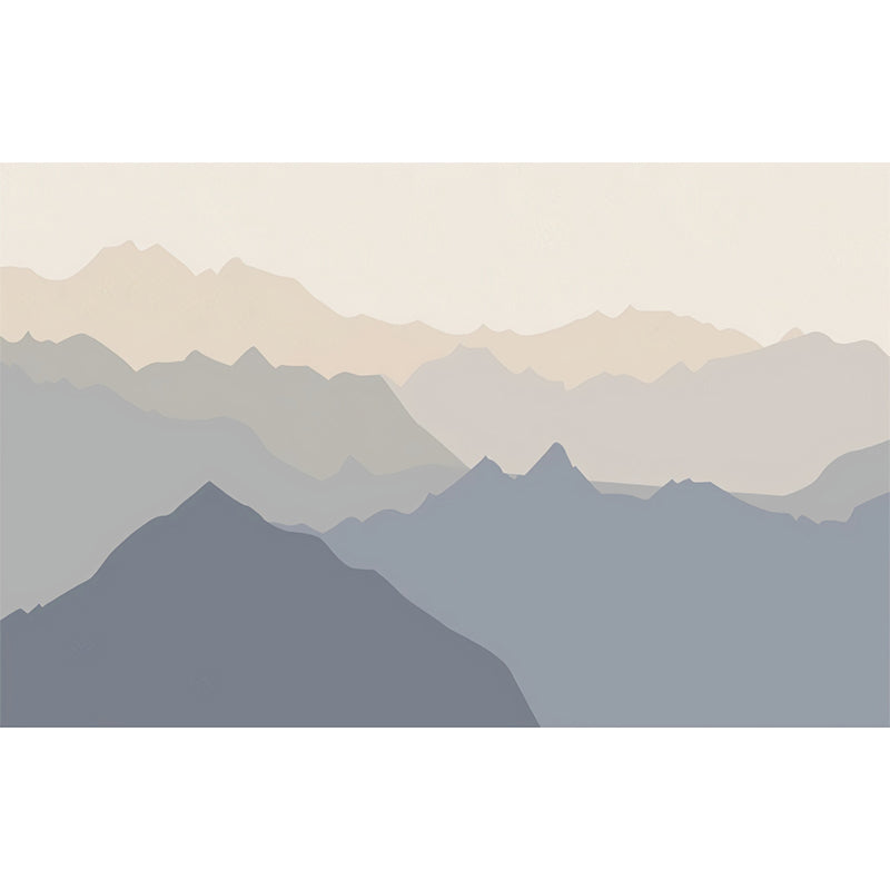 Brehn | Vintage Mountain Wall Covering in Blau und Braun Akzent Wandgemälde, Personalisierte Größe Verfügbar