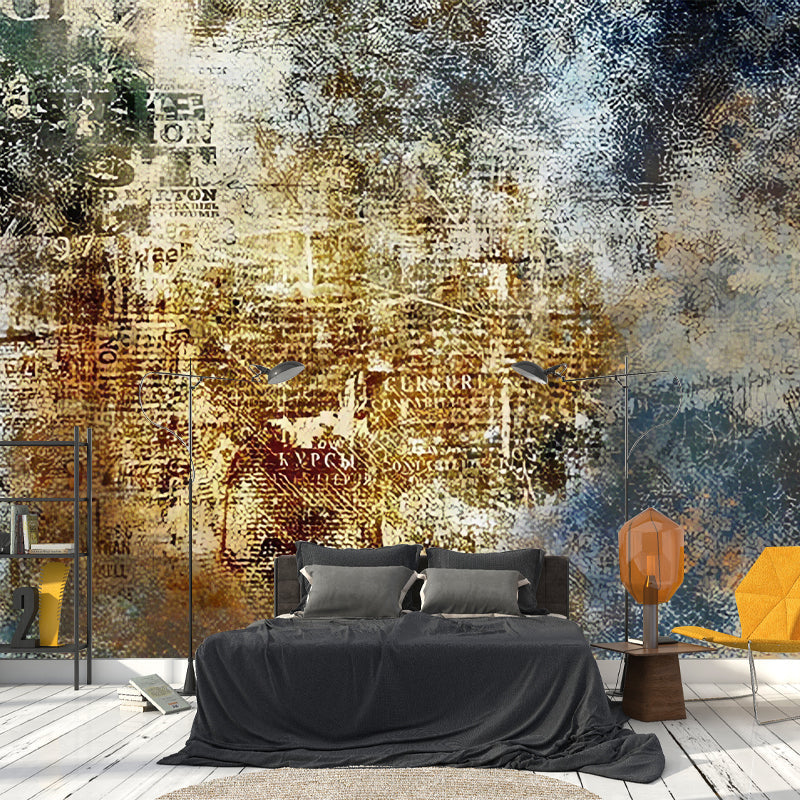 Brehn | Giant Graffiti Wall Covering Blau und Braun Vliesmaterial Wandgemälde für Bekleidungsgeschäft, Maßgeschneidert