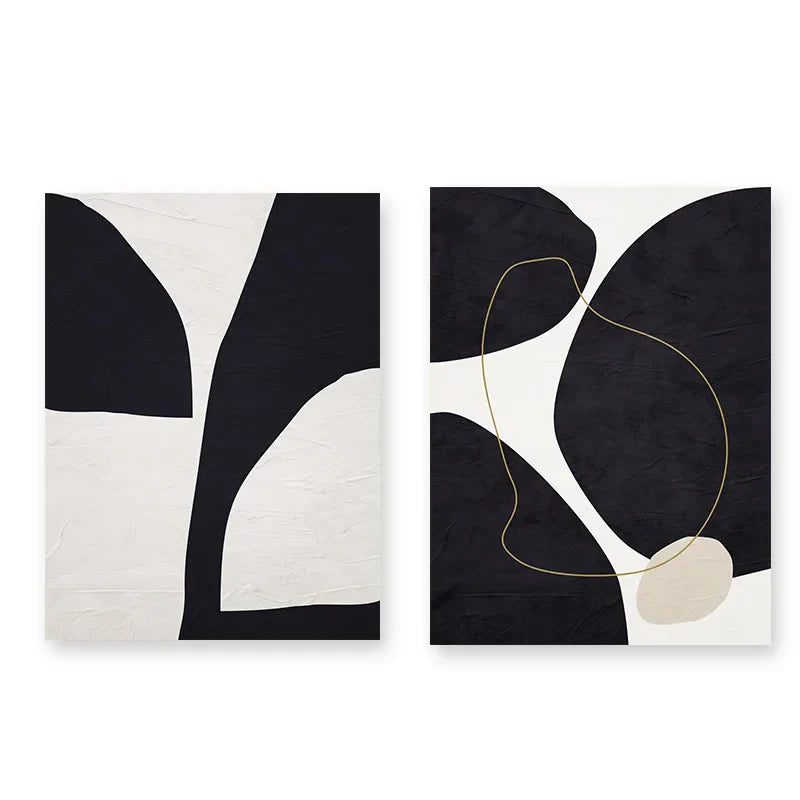 Nordic Minimalist Abstrakt Beige Schwarz Form & Linie Wandkunst Fine Art Leinwanddrucke Bilder für modernes Wohnzimmer Schlafzimmer Kunstdekoration | Brehn