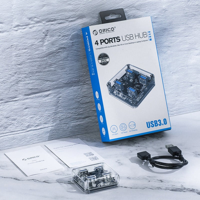 Brehn | Transparent Minimalist 4-Port USB 3.0 Erweiterungs-Dock