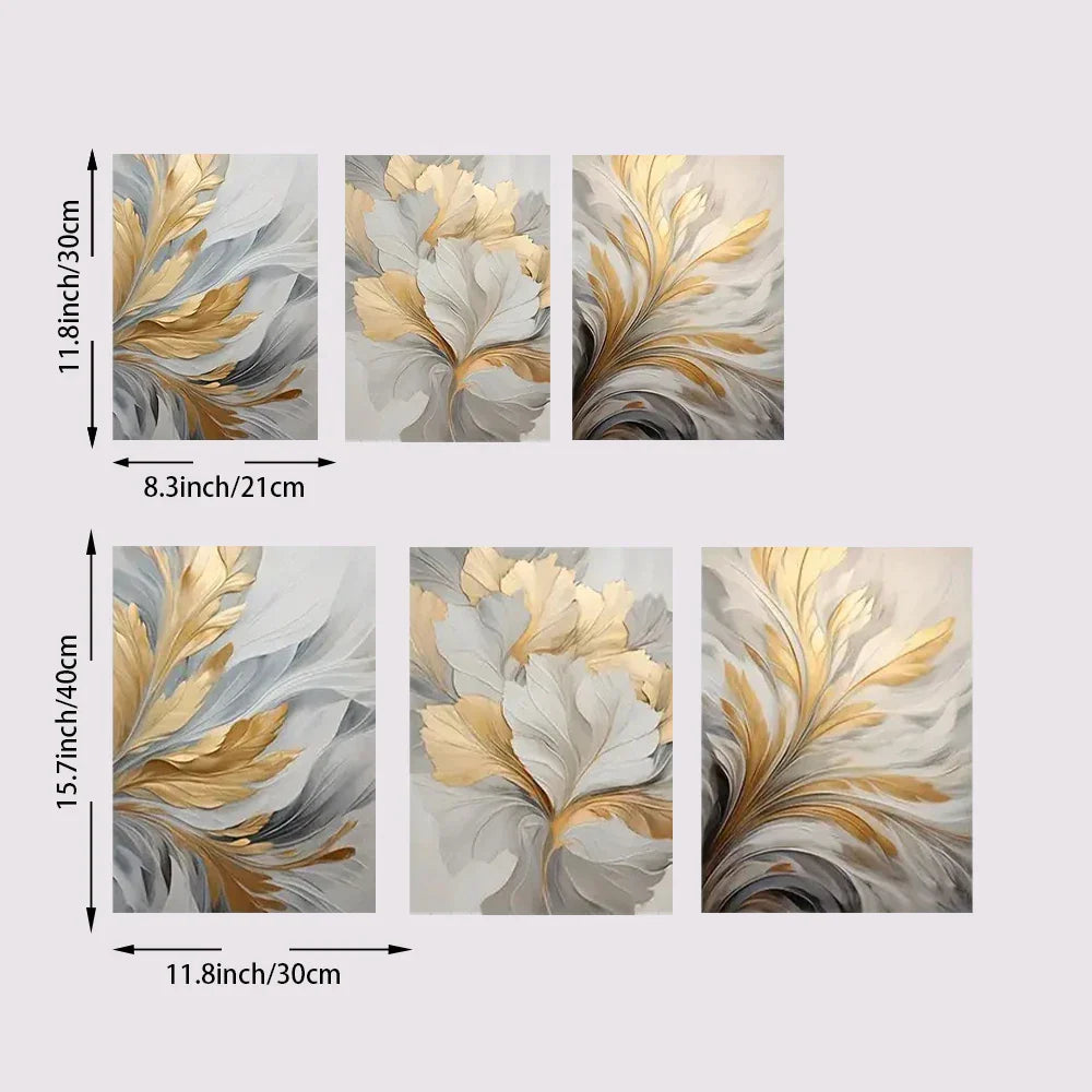 Set aus 3 Stück Abstrakte Weiße Goldene Blätter Florale Wandkunst Feine Kunstleinwanddrucke Moderne Botanische Bilder Für Wohnzimmer Esszimmer Schlafzimmer Kunst Dekor