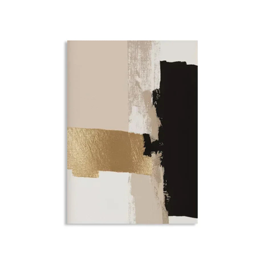 Schwarz Beige Gold Farbblock Abstrakte Wandkunst Fine Art Leinwanddrucke Moderne Bilder Für Wohnzimmer Schlafzimmer Zeitgenössische Inneneinrichtung | Brehn