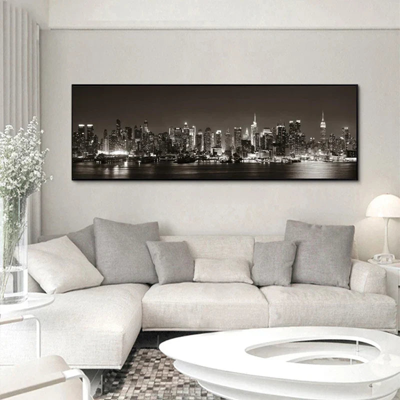 American Nights Stadtlandschaft Wandkunst Fine Art Leinwanddrucke Stadtlichter Poster Breites Format Landschaftsbild Für Über Das Sofa Kunst Für Über Das Bett