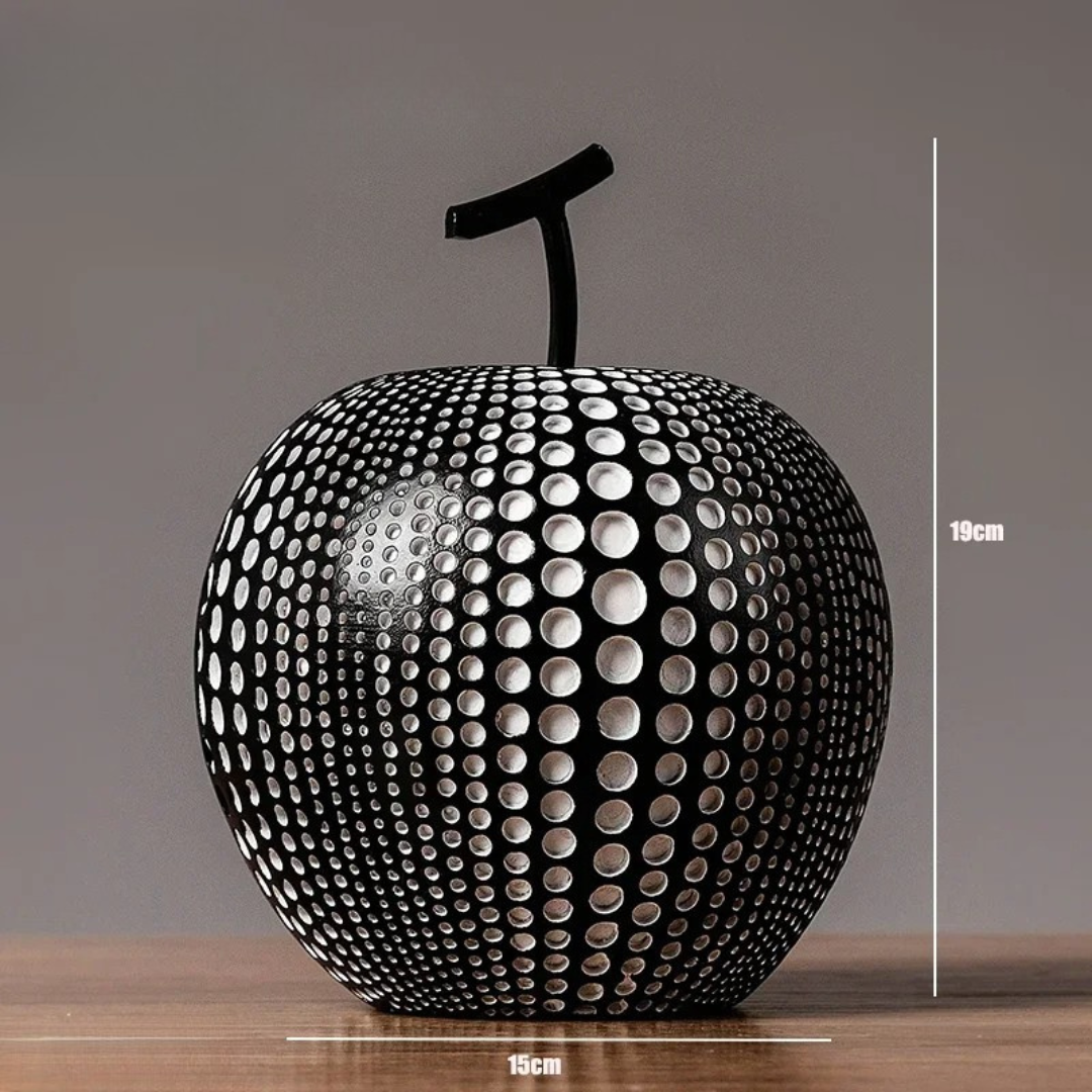 Dekorative MonoApple-Figur – Apfel mit schwarzen und weißen Punkten