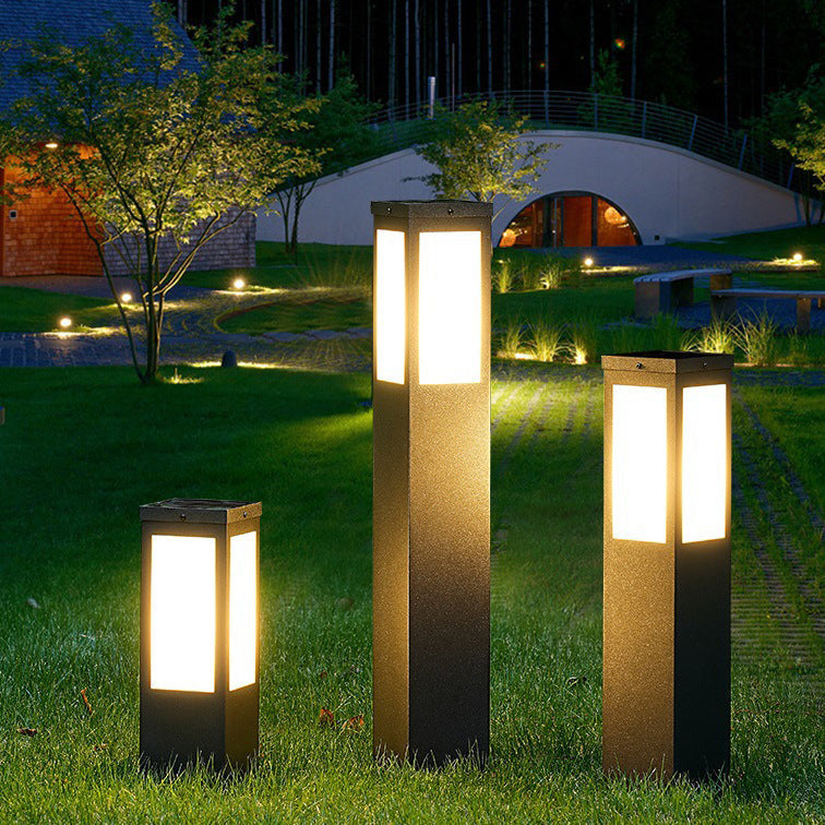 Solarbetriebene, wasserdichte LED-Säulenleuchte aus Metall und Polycarbonat für den Außenbereich, geeignet für Garten und Terrasse