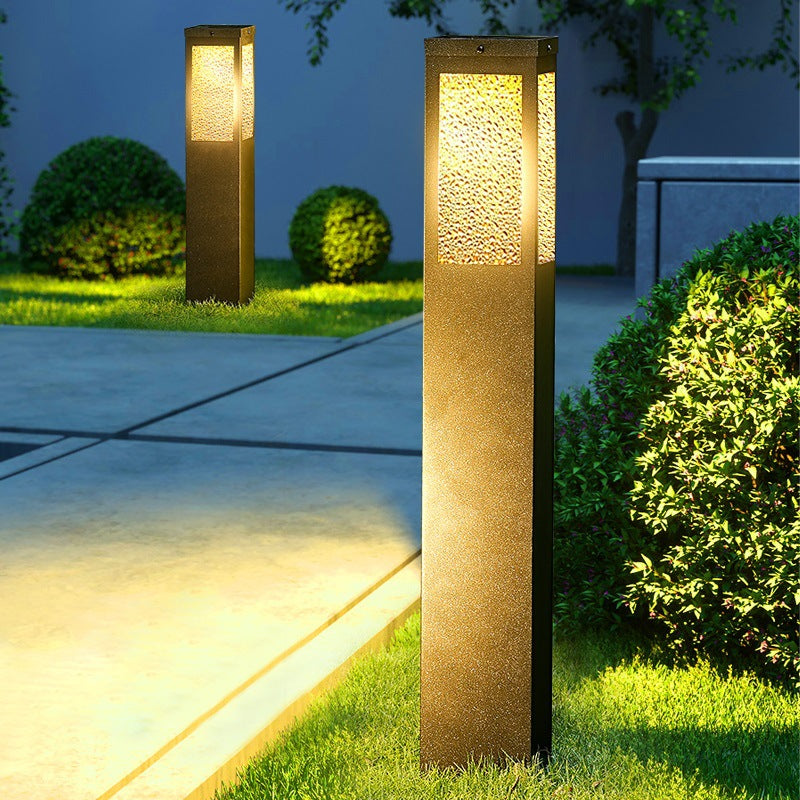 Wasserdichte Säulenleuchte aus Metall und Glas mit Diamantstruktur, 1-flammig, für Garten und Terrasse