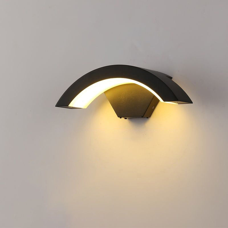 Moderner Minimalistischer Gebogener Aluminium Acryl LED Wandleuchtenlampe Für Garten | Brehn