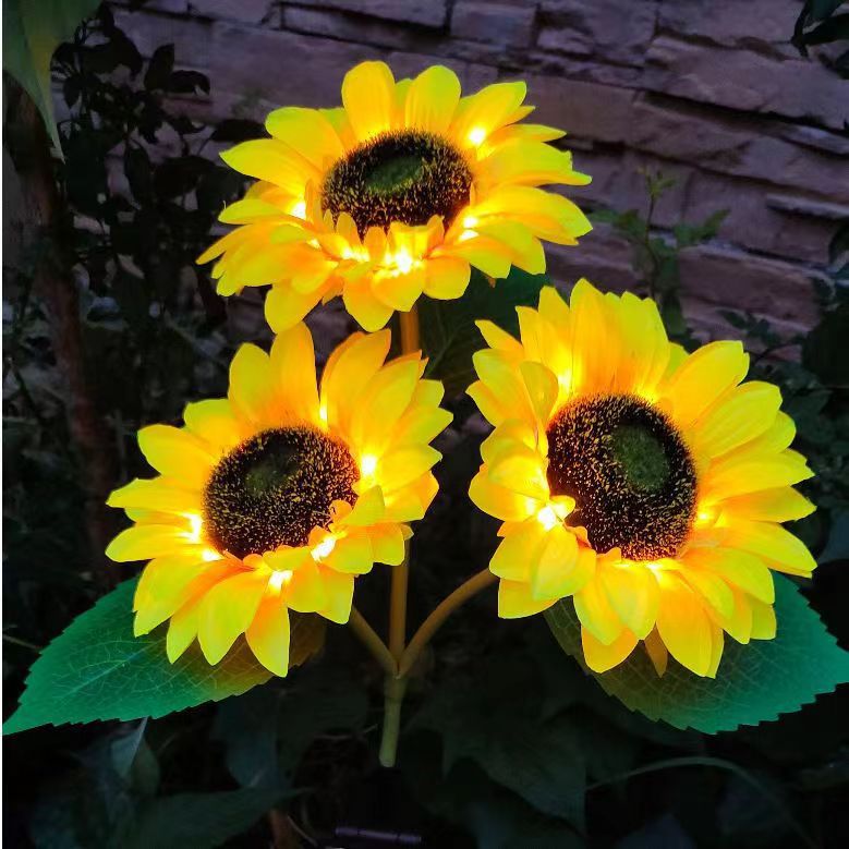 Zeitgenössische kreative solarbetriebene wasserdichte Sonnenblumen-Seiden-Edelstahl-LED-Landschaftsleuchte Außenleuchte für den Garten | Brehn