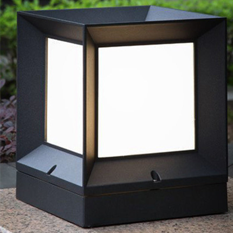 Moderner minimalistischer wasserdichter quadratischer Aluminium-Acryl 1-Licht Außenpfostenleuchte für den Garten | Brehn