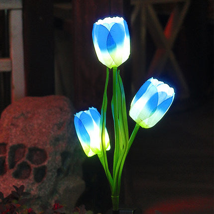 Zeitgenössische kreative Solar-Wasserdichte Kunst-Tulpen Edelstahl ABS Stoff LED Erdstecker Rasen Landschaft Lampe für Außenpatio | Brehn