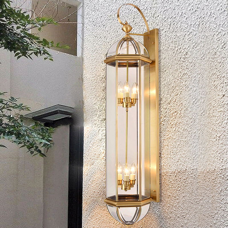 Moderne Luxus Wasserdichte Zylinder Rechteck Halbrund Kupfer Glas 1/3/6 Licht Wandleuchte Lampe Für Garten | Brehn