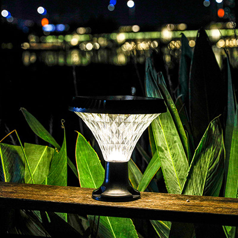 Moderner Minimalistischer Solar Wasserdichter Diamant Runde ABS PC LED Außenlicht Für Außenpatio | Brehn