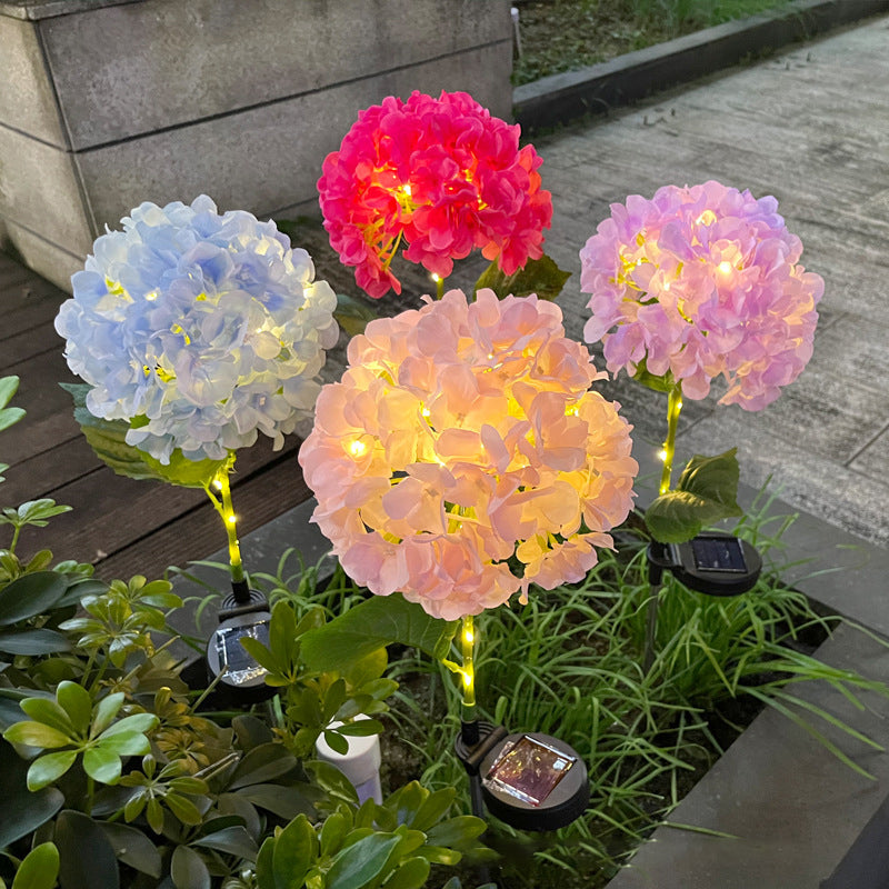 Zeitgenössische kreative solarbetriebenen wasserdichte Hortensie runde PVC Edelstahl LED Außenleuchte für den Garten | Brehn