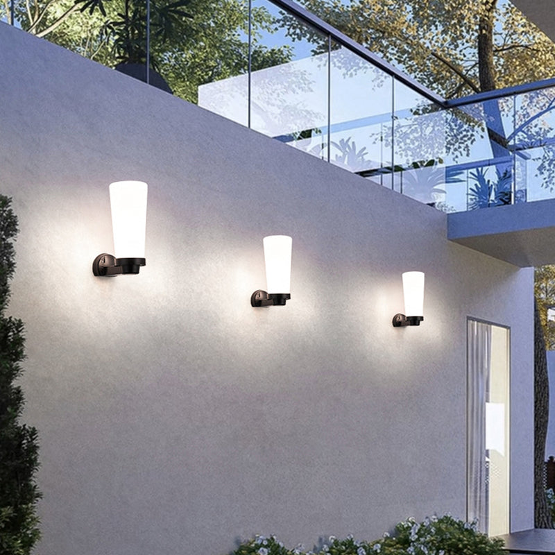 Moderne Schlichtheit Blumenform Quadratisch Zylinder Ball Acryl ABS Eisen 1-Licht Wandleuchte Lampe für Außenbereich Patio | Brehn