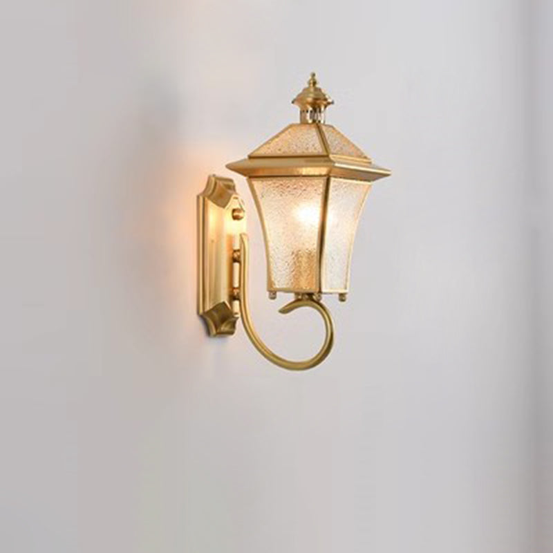 Zeitgenössische nordische Raum quadratische Glas Kupfer 1-Licht Wandleuchte Lampe für Außenpatio | Brehn