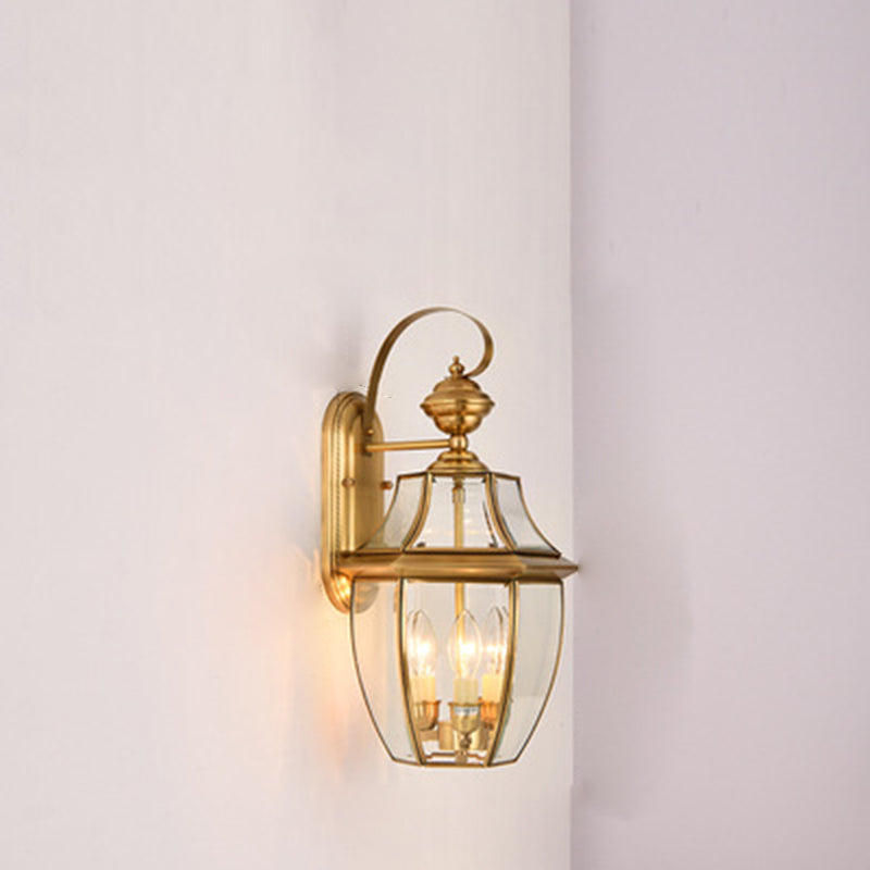 Zeitgenössische skandinavische sechseckige runde quadratische Glas Messing 1/3 Licht Wand-Sconce Lampe für Garten | Brehn