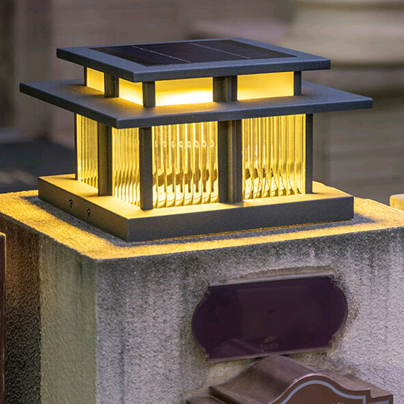 Modern Minimalist Solar Waterproof Square Cylinder Aluminiumlegierung Glas LED Landschaft Beleuchtung Außenlicht Für Außenpatio | Brehn