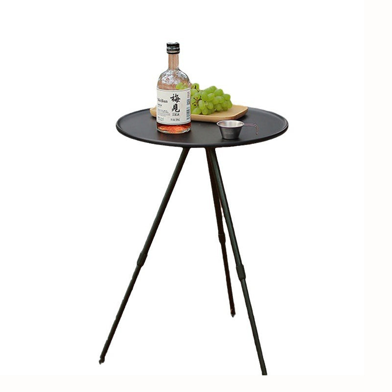 Moderner Minimalistischer Runder Acryl-Nitril-Butadien-Styrol Kunststoff Kohlenstoffstahl Höhe Verstellbarer Faltbarer Beistelltisch 1-Tier Für Außenterrasse | Brehn