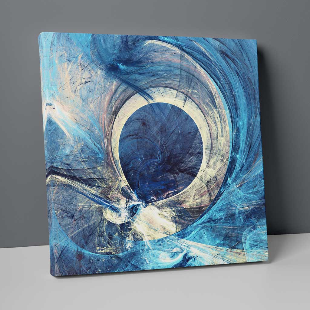 Abstraktes Fraktal Blau und Gelb Nr. 2 Druck auf Leinwand
