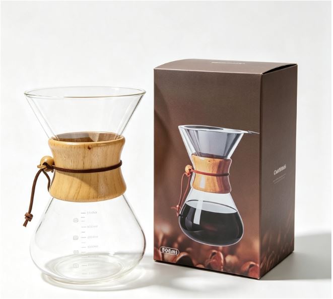 Handglas-Kaffeekanne mit Edelstahlfilter Tropfbrauereikaffe | Brehn