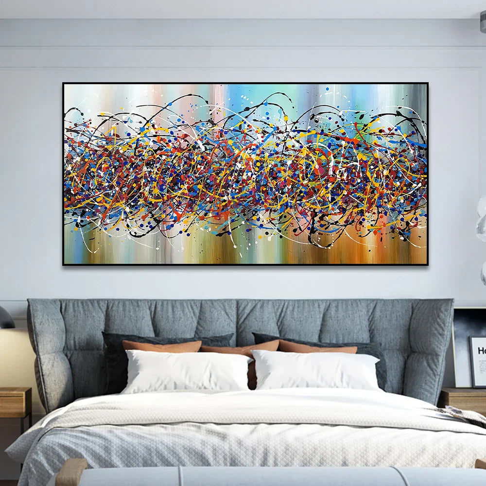 Farbige Chaos Farbklecks Abstrakte Wandkunst Feine Kunst Leinwanddruck Bild Für Modernes Apartment Wohnzimmer Home Office Hotel Dekor