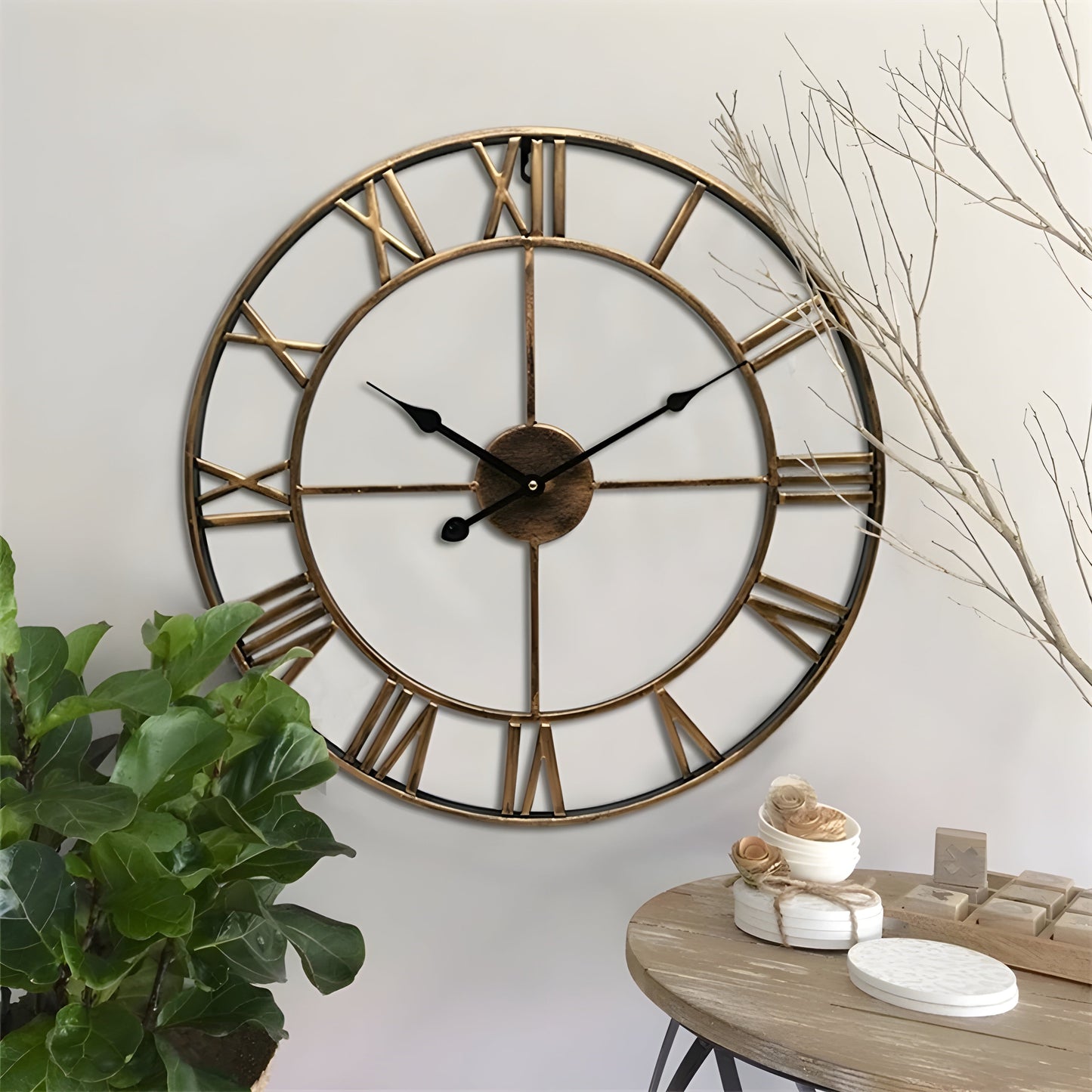 Römische Zahlen Eisen Kunst Hängende Uhr Stille Design | Brehn