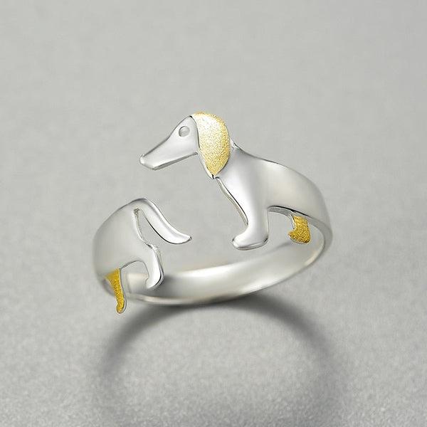 Dachshund Hund 925 Silber Verstellbarer Ring | Brehn