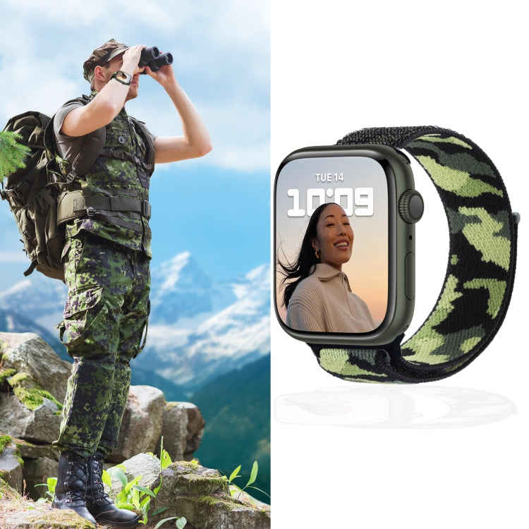 Brehn | Frerndorf | Nylon Loop-Uhrenarmband für Apple Watch Ultra 49mm & Watch Ultra 2 49mm / Series 9 & 8 & 7 45mm / SE 3 & SE 2 & 6 & SE & 5 & 4 44mm / 3 & 2 & 1 42mm (Rosa Camouflage)