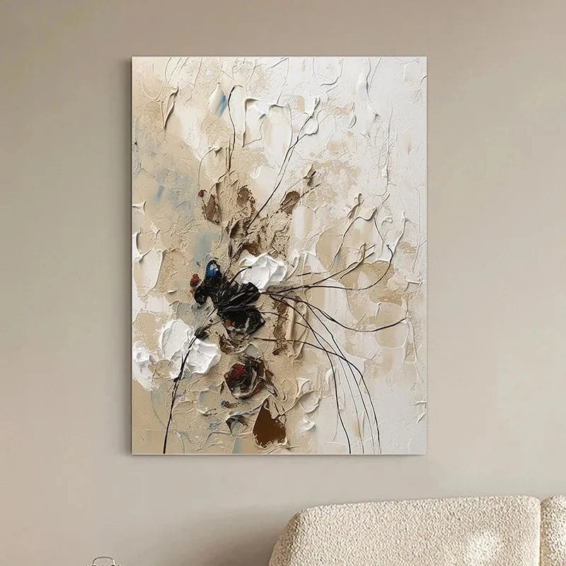 Elegante Blumen mit goldenen Akzenten Wandkunst Feine Kunst Leinwanddrucke Moderne abstrakte botanische Bilder für Wohnzimmer Eingangsbereich Wanddekoration | Brehn