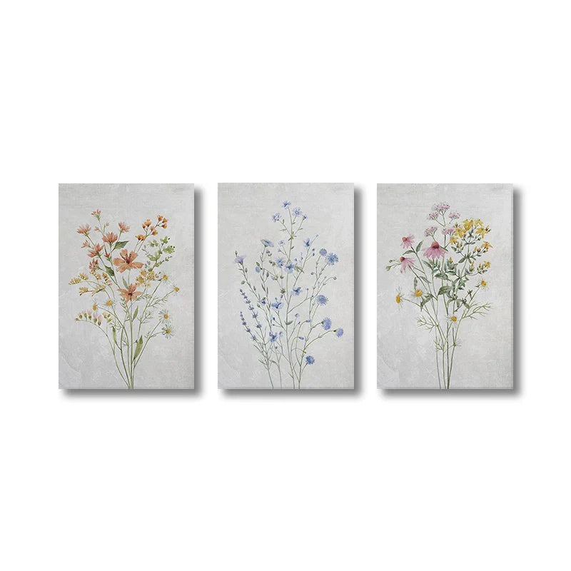 Set aus 3 Stück Wildblumen Wandkunst Feine Kunst Leinwanddrucke Minimalistische Botanische Drucke Poster Bilder Für Wohnraum Dekor