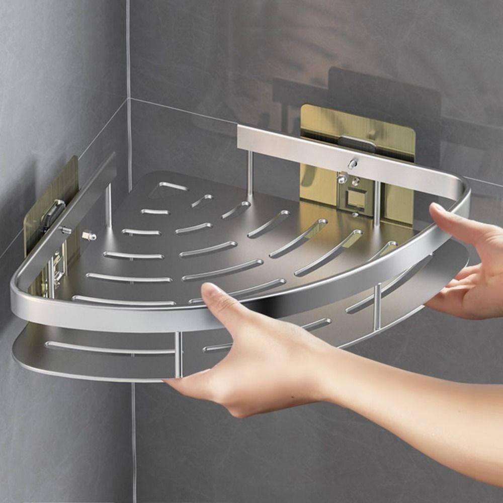 Eckhalter Aluminium Wandregal – Platzsparender Badorganisator Ohne Bohren | Brehn