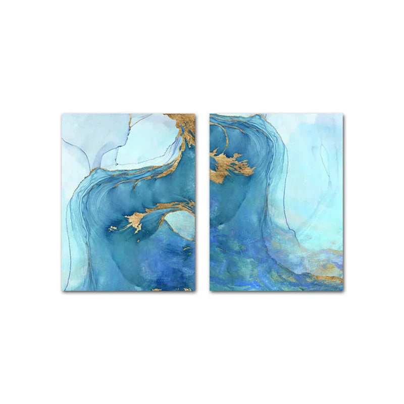 Blaue Aqua Azur Marmor Druck Wandkunst Feine Kunst Leinwanddrucke Abstrakte Bilder für modernes Wohnzimmer Hotelzimmer Heimbüro Dekor | Brehn