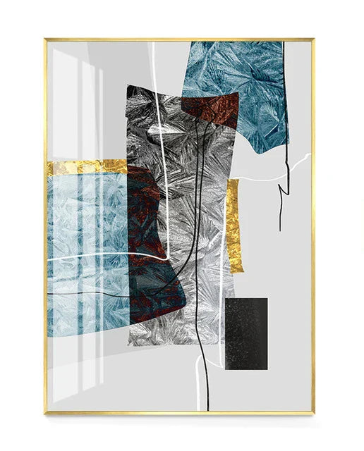 Abstrakte Minimalistische Blaue Nordische Eis Geometrische Wandkunst Fine Art Leinwanddrucke Poster Bilder Für Moderne Wohnung Wohnzimmer Kunst Dekor | Brehn