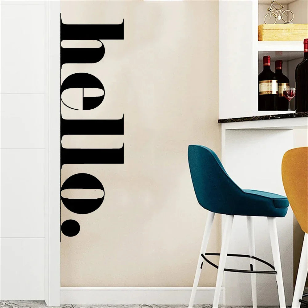Big Hello Wandaufkleber Moderne Typografie Willkommen Beschilderung Abnehmbar Peel and Stick PVC Vinyl Wandtattoo Für Eingangsbereich Flur Kreative DIY Wanddekoration | Brehn