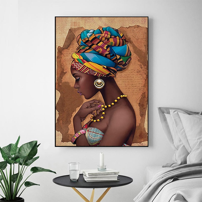 Afrikanische schwarze Frau - Leinwand Wandkunstgemälde