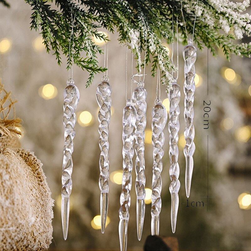 Brehn | 12 Stück Weihnachtsbaumdekoration Künstliche Eiszapfen