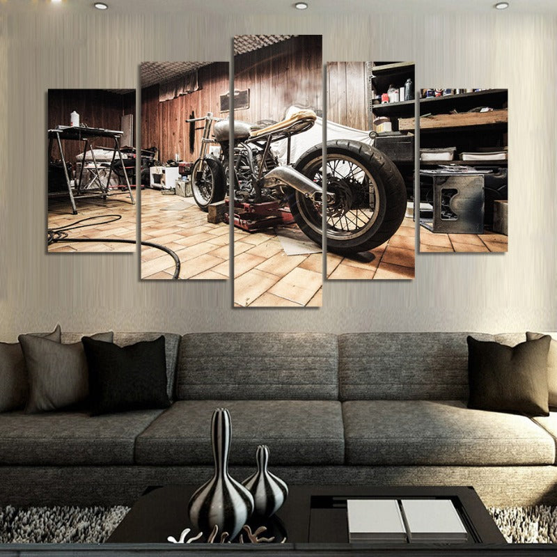 5-teilige abstrakte Vintage Garage - Leinwand Wandkunst Malerei