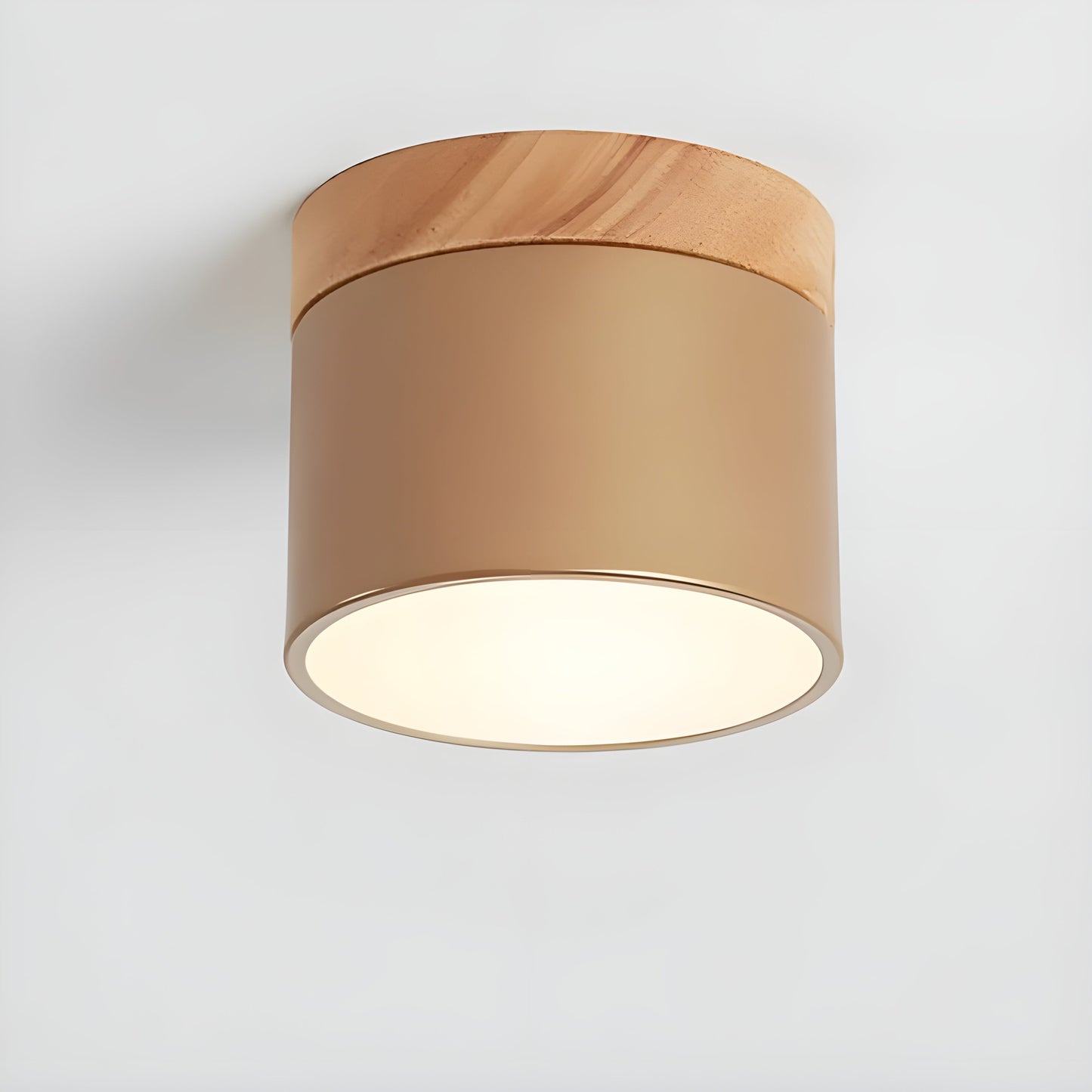 LED-Deckenlampe in Zylinderform – Warmes Licht im Vintage-Industriedesign | Mit dekorativem Holzelement | Brehn
