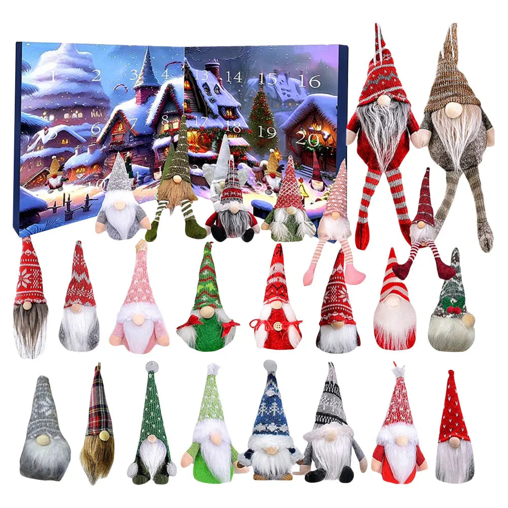 Brehn | Weihnachtsgnome Adventskalender 2025 mit 24 einzigartigen Ornamenten und Plüschfiguren für Kinder – Festliche Dekoration und Countdown