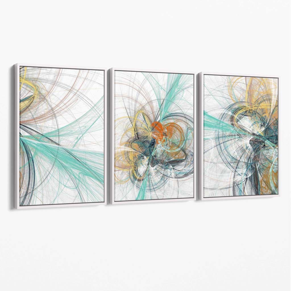 Abstraktes Wandbild aus Leinwand in Mintgrün und Grau (Mixed Media)