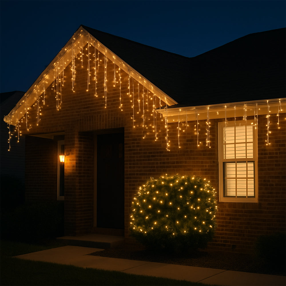 Lichterkette mit Eiszapfen 95 LED 3 Meter, warmweiß | Brehn