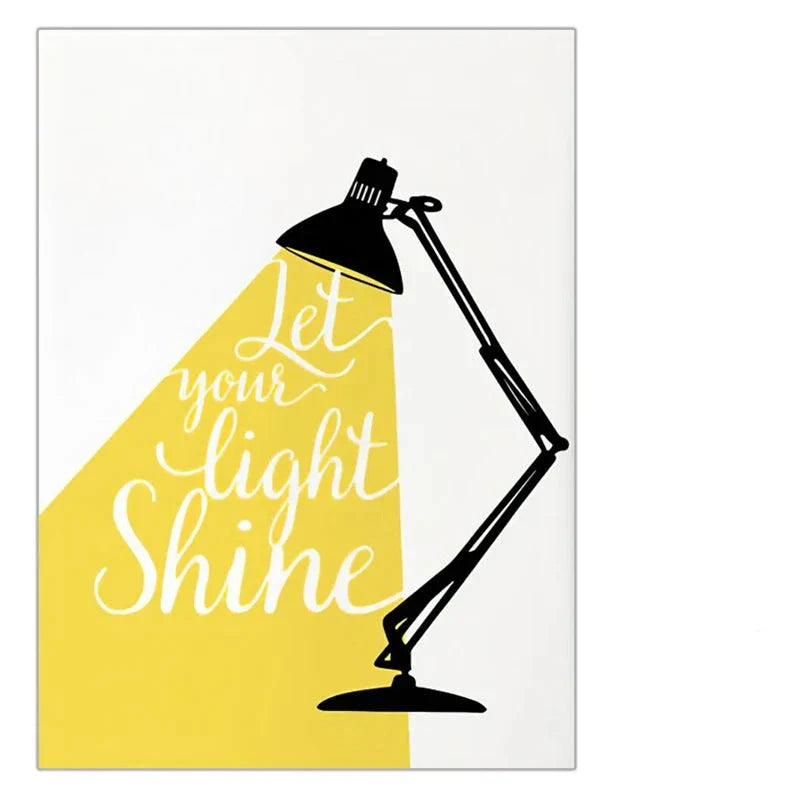 Lass Dein Licht Scheinen Inspirierende Zitate Wandkunst Gelb Schwarz Leinwanddrucke Tägliches Mantra Positivität Poster Bilder Für Wohnzimmer Schlafzimmer Arbeitszimmer Kunstdekoration