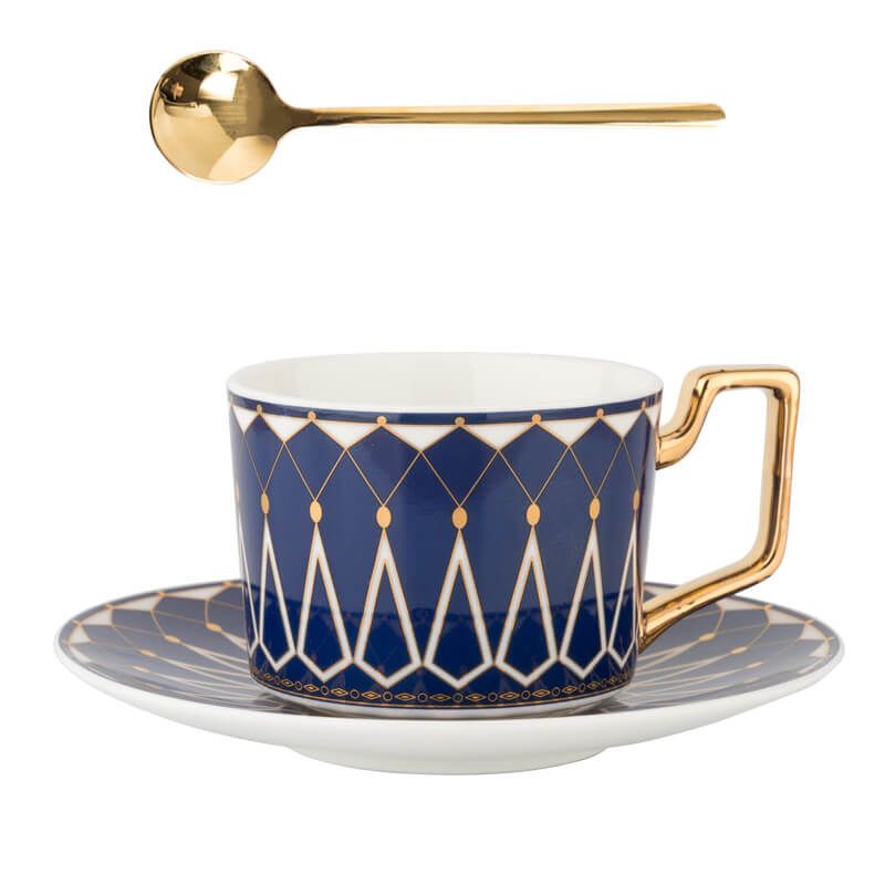 Quadratischer Kaffeebecher mit Retro-Muster