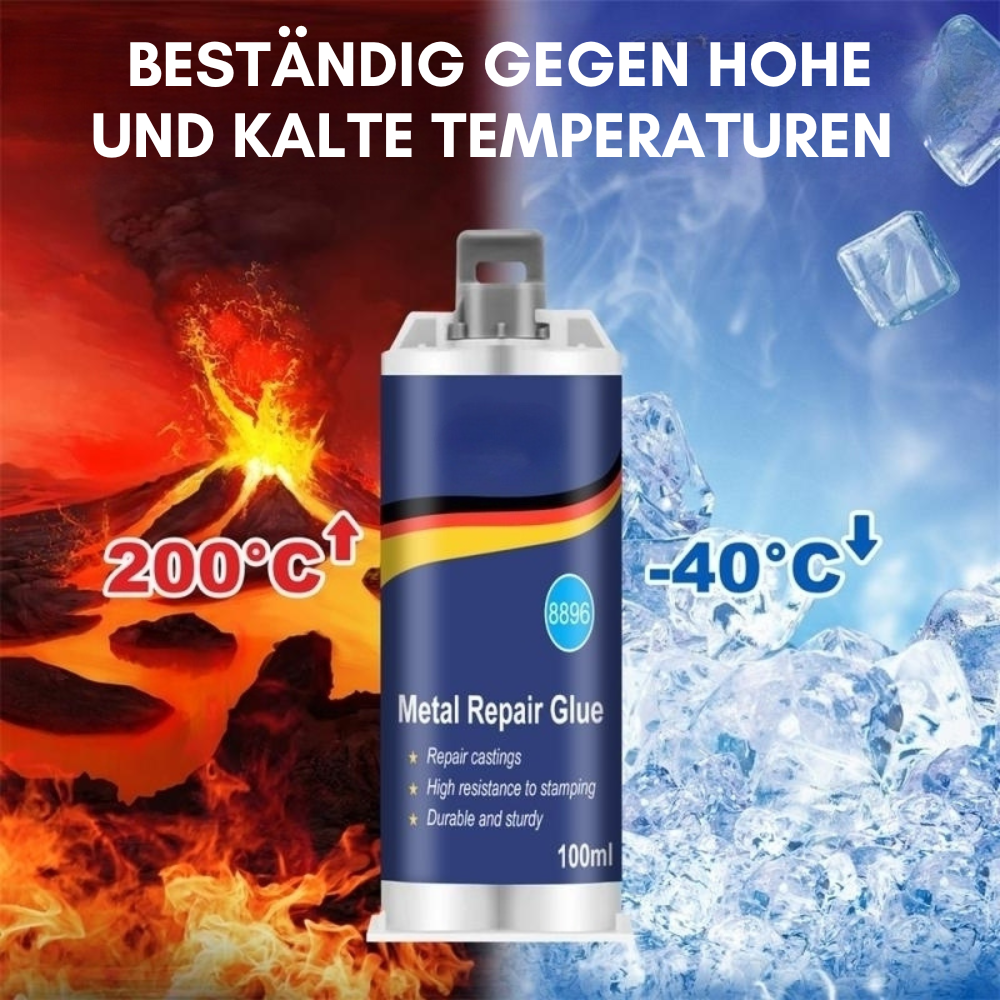 Brehn | Hochleistungs-Metall-Reparaturkleber | Industriekleber für Gusseisen, Stahl & Aluminium | Hitzebeständig & Wasserfest | 100ml Flüssigmetall-Reparaturset | Silber