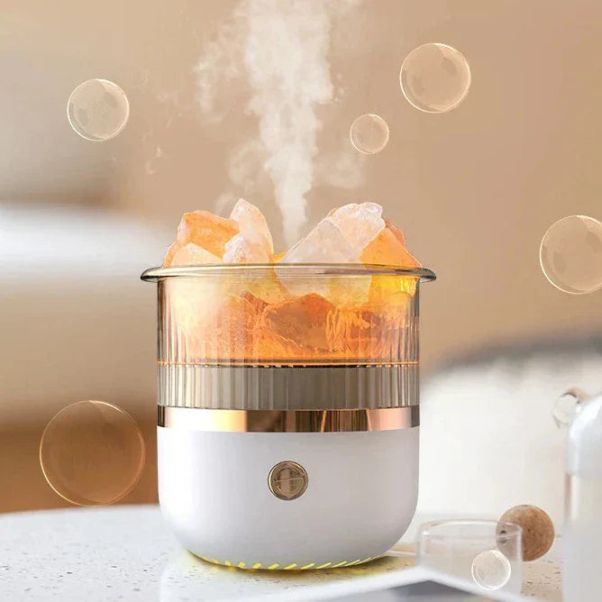 Brehn | Himalaya Salzkrystalllampe & Ätherischer Öl Diffusor, USB Ultraschall Luftbefeuchter für Zuhause & Büro