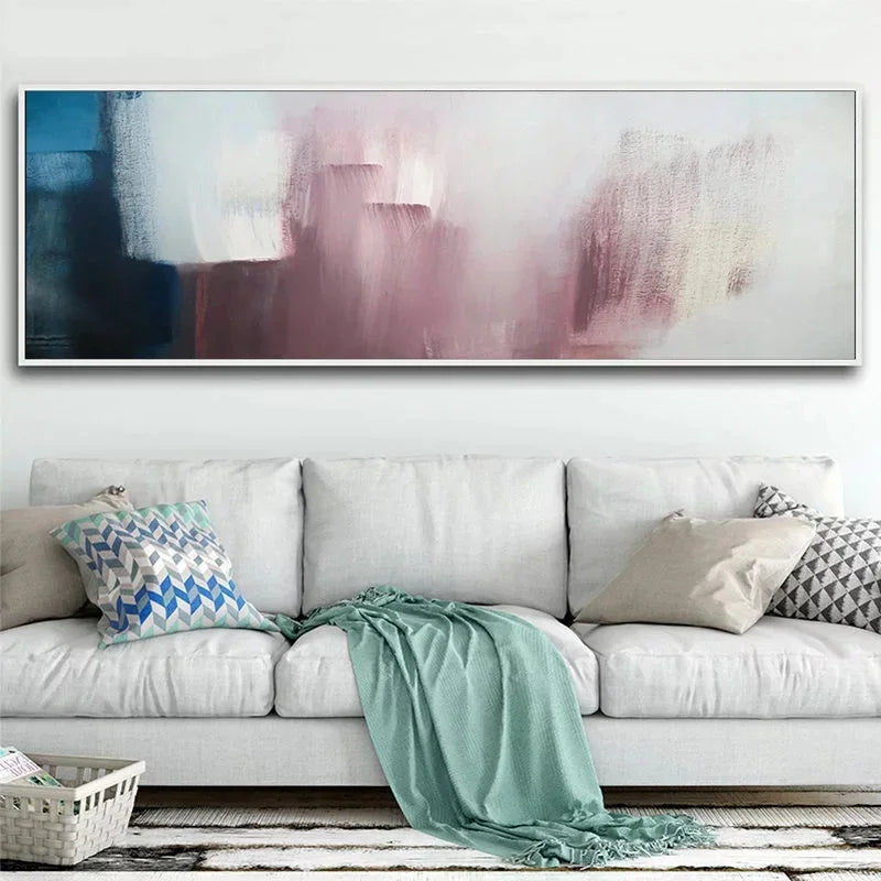 Breite Format Abstrakte Schattierungen von Blau Mauve Lila Wandkunst Fine Art Leinwanddruck Modernes Bild für über dem Sofa Großes Bild für über dem Bett | Brehn