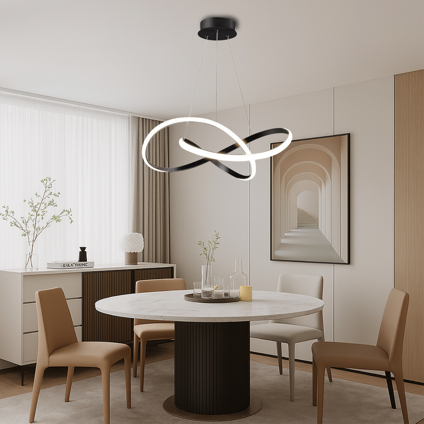 Brehn | Moderne Pendelleuchte Esszimmer Aluminium Schwarz