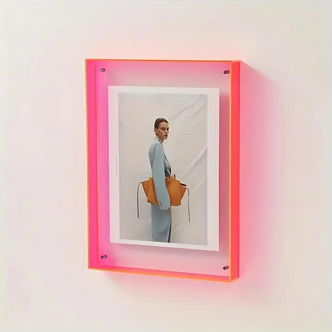 Brehn | Neon Transparenter Fotorahmen – Minimalistischer Acryl Bilderrahmen für Modernes Dekor