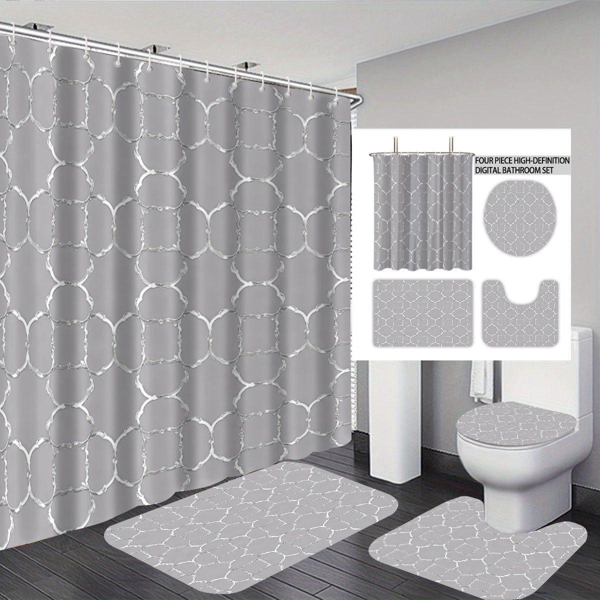 Bohemian-Themen Vier-teilige digitale Badezimmer Set Brehn